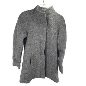 Anne Klein Women's Sweater Wool Jacket Mock Neck Button Closure Gray Size Small